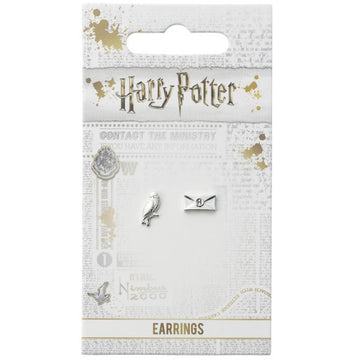 Hedwiga i List z Hogwartu Posrebrzane Kolczyki Harry Potter