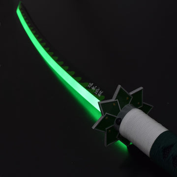 Ryokufuu Ozdobna Katana LED (Zielony) Bambusowa