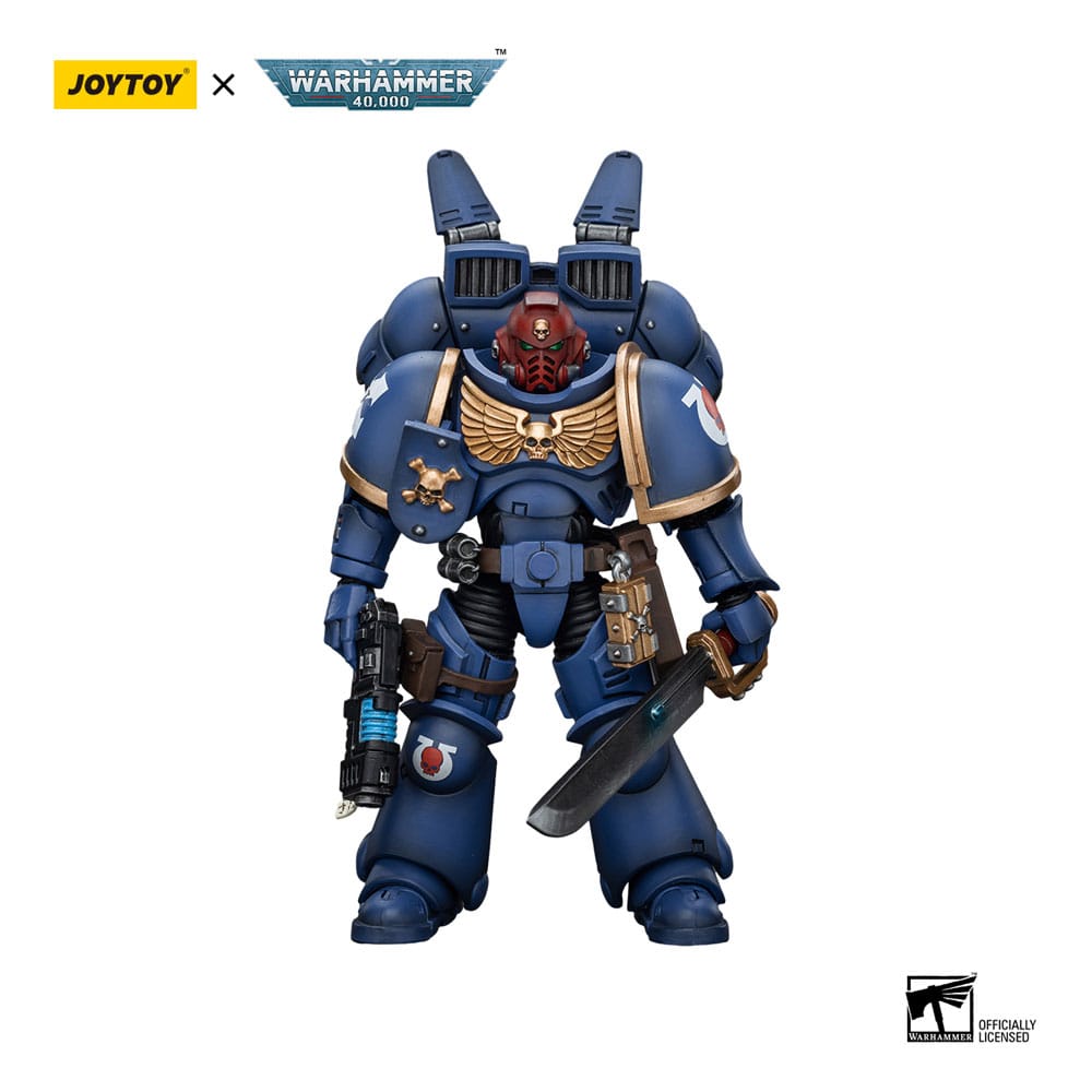 Ultramarines Jump Pack Intercessors Sergeant With Plasma Pistol And Power Sword Warhammer 40k 1/18 Figurka 12 cm