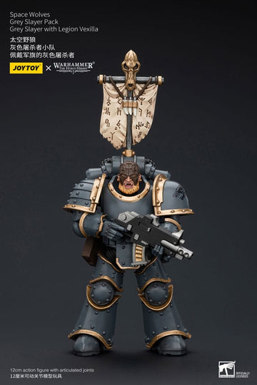 Space Wolves Grey Slayer With Legion Vexilla Warhammer The Horus Heresy 1/18 Figurka 12 cm