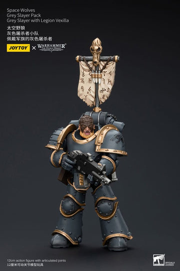 Space Wolves Grey Slayer With Legion Vexilla Warhammer The Horus Heresy 1/18 Figurka 12 cm